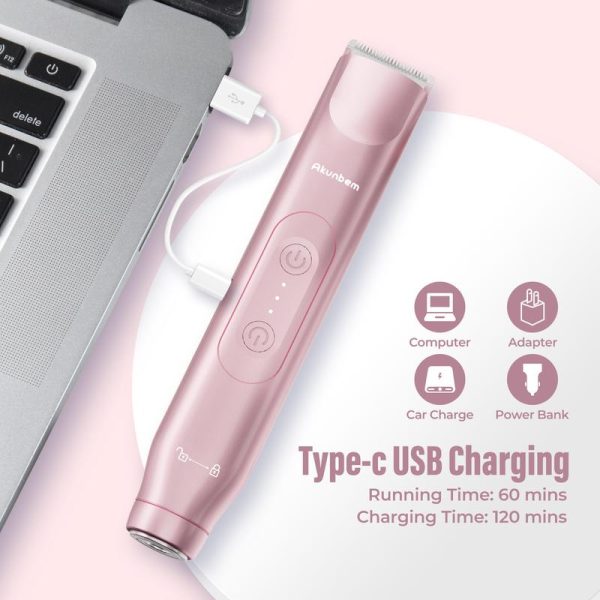 Akunbem Bikini Trimmer for Women, Electric Shaver and Razor Rechargeable 2-in-1 Body and Facial Epilator, Dual Heads for Painless Trimming of Pubic Hair, Face, Underarms and Legs, IPX7 Waterproof. Christmas Gift New Year Gift Shaving Grooming - Image 4