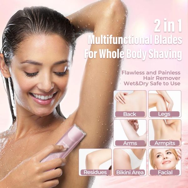 Akunbem Bikini Trimmer for Women, Electric Shaver and Razor Rechargeable 2-in-1 Body and Facial Epilator, Dual Heads for Painless Trimming of Pubic Hair, Face, Underarms and Legs, IPX7 Waterproof. Christmas Gift New Year Gift Shaving Grooming - Image 5