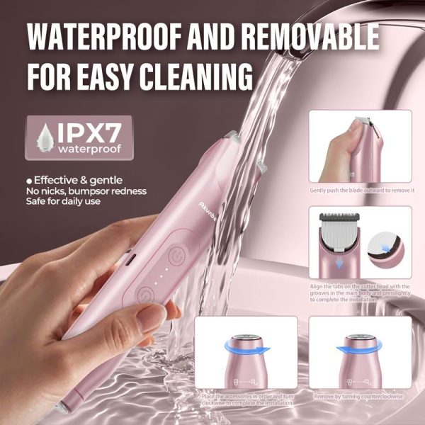 Akunbem Bikini Trimmer for Women, Electric Shaver and Razor Rechargeable 2-in-1 Body and Facial Epilator, Dual Heads for Painless Trimming of Pubic Hair, Face, Underarms and Legs, IPX7 Waterproof. Christmas Gift New Year Gift Shaving Grooming - Image 6