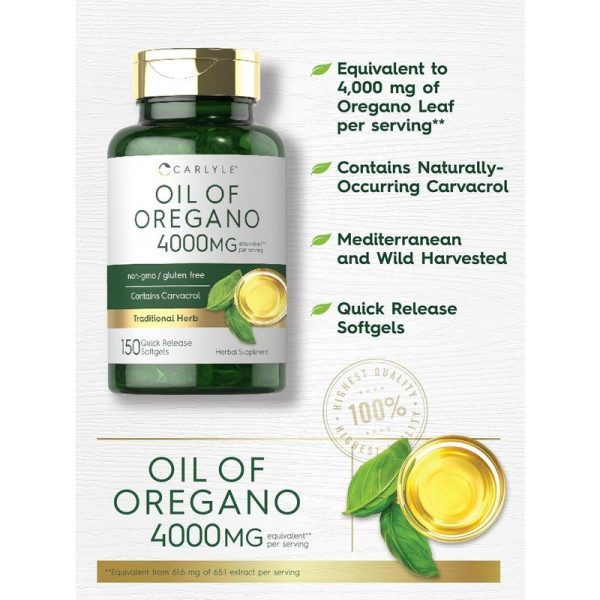 Carlyle Oregano Oil 4000mg Supplement | 150 Softgel Capsules | Contains Carvacrol | Non-GMO & Gluten Free Formula - Image 4