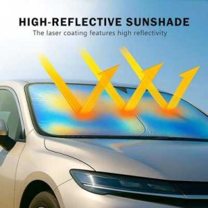 Laser Car Windshield Sun Shade | Reflector Sunshade Offers Ultimate Protection for Car Interior | Cool Reflective Sun Blocker Fits Sedan/SUVs, MPVs. (57x29.5 in)