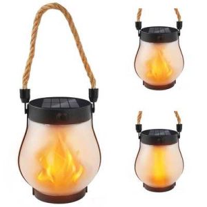 Solar Lantern Outdoor Lights, Upgraded Flickering Flame Solar Lantern Outdoor Waterproof Lights, Solar Lanterns for Patio Garden Decoration, Flame Garden Lanterns for Outdoor Patio Trail Decorations, Holiday Decoration