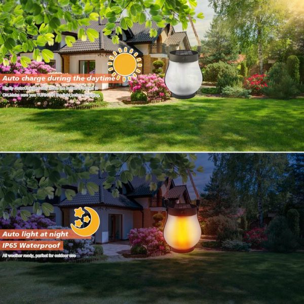 Solar Lantern Outdoor Lights, Upgraded Flickering Flame Solar Lantern Outdoor Waterproof Lights, Solar Lanterns for Patio Garden Decoration, Flame Garden Lanterns for Outdoor Patio Trail Decorations, Holiday Decoration - Image 4