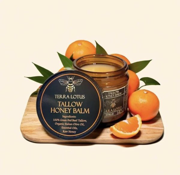Organic Grass-Fed Beef Tallow Balm with Raw Honey - Handmade All-Natural Moisturizer for Soft, Smooth, Radiant Skin