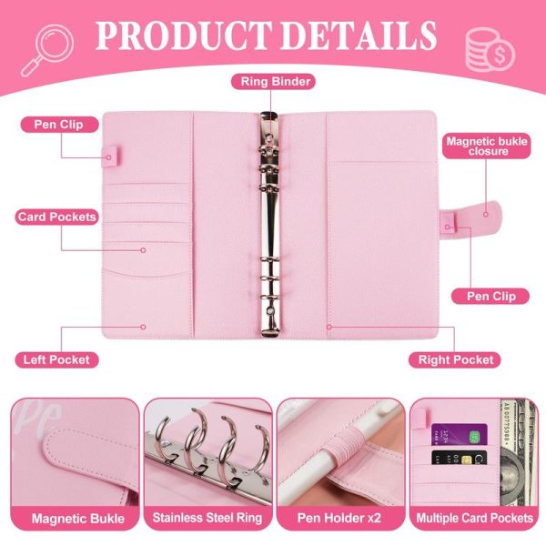 100 Envelopes Money Saving Challenge - A5 Money Saver Budget Binder Book with Cash Envelopes and Numbers, 100-Days of Easy and Funny Ways to Save $5,050 Cash Envelope Challenge Binder, Pink - Image 3