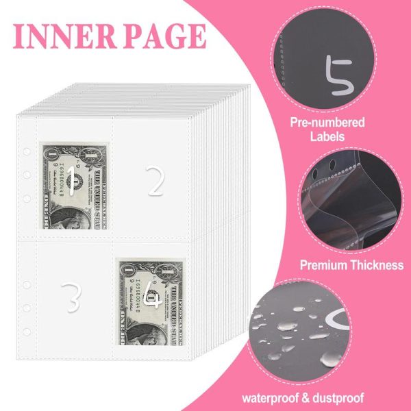100 Envelopes Money Saving Challenge - A5 Money Saver Budget Binder Book with Cash Envelopes and Numbers, 100-Days of Easy and Funny Ways to Save $5,050 Cash Envelope Challenge Binder, Pink - Image 4
