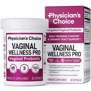 Physician's Choice Vaginal Probiotic - Daily Support for pH Balance, Odor Control, Feminine Microbiome & Flora Health with Cranberry for Women