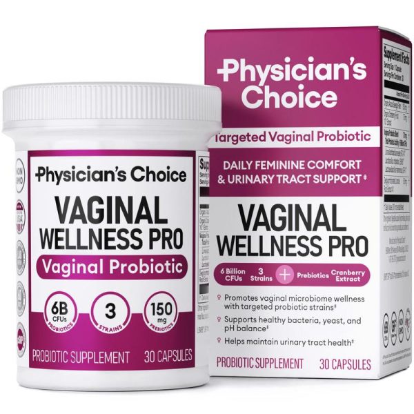 Physician's Choice Vaginal Probiotic - Daily Support for pH Balance, Odor Control, Feminine Microbiome & Flora Health with Cranberry for Women