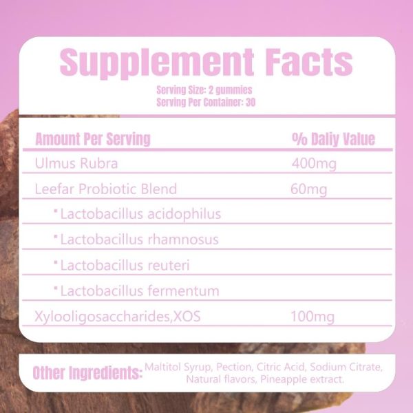 LEEFAR Her Juicy Feminine Probiotics Gummies- All in One Solution with Slippery Elm and Prebiotics&Lactobacillus Probiotic Blend for Women’s pH Balance and Dryness - Hawaiian Pineapple Gummies 60 Count probiotics women - Image 2