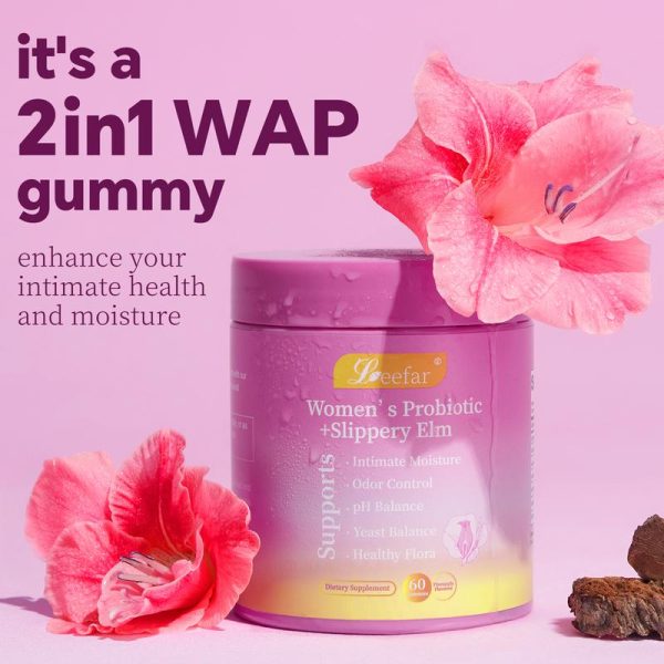 LEEFAR Her Juicy Feminine Probiotics Gummies- All in One Solution with Slippery Elm and Prebiotics&Lactobacillus Probiotic Blend for Women’s pH Balance and Dryness - Hawaiian Pineapple Gummies 60 Count probiotics women - Image 5
