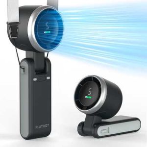 PLAYHOT Portable Handheld Turbo Fan, 5 Gear Wind,4000mAh Battery Operated, Up to 10 Working Hours, 3 IN 1 Hand Fan Rechargeable with Air Turbo Tech Cooling Fan for Outdoor Activities, Travel, Working Fathersdaygift
