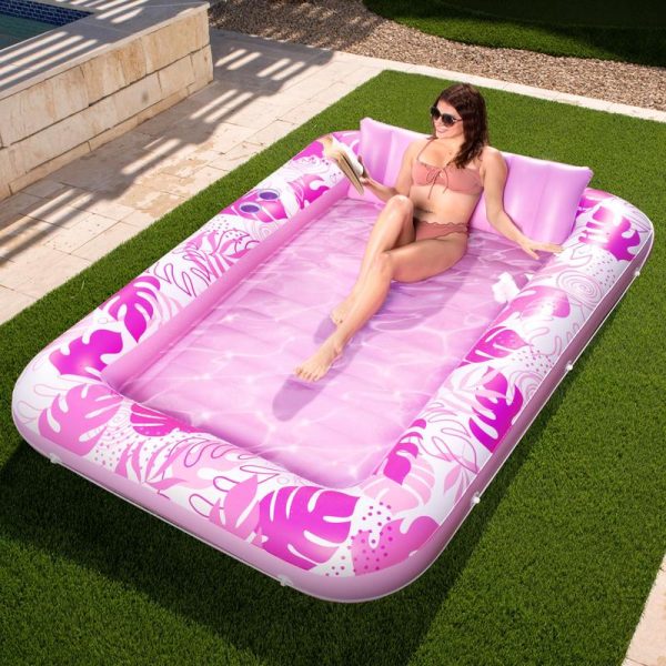 Sloosh-L/XL Inflatable Tanning Pool Lounge Float With Cup Holder, 70“X46”/85″ x 57″ Extra Large Pool Floats Adult with Pillow, 4 in 1 Suntan Tub Raft Floatie, Sunbathing Bed Lounge for Water Blow Up Kids Ball Pit Party Gifts, inflatable Sofa Pool