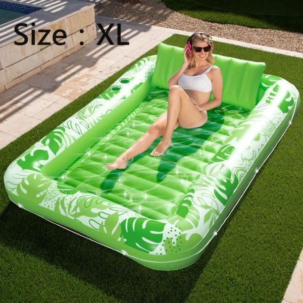 Sloosh-L/XL Inflatable Tanning Pool Lounge Float With Cup Holder, 70“X46”/85″ x 57″ Extra Large Pool Floats Adult with Pillow, 4 in 1 Suntan Tub Raft Floatie, Sunbathing Bed Lounge for Water Blow Up Kids Ball Pit Party Gifts, inflatable Sofa Pool - Image 7