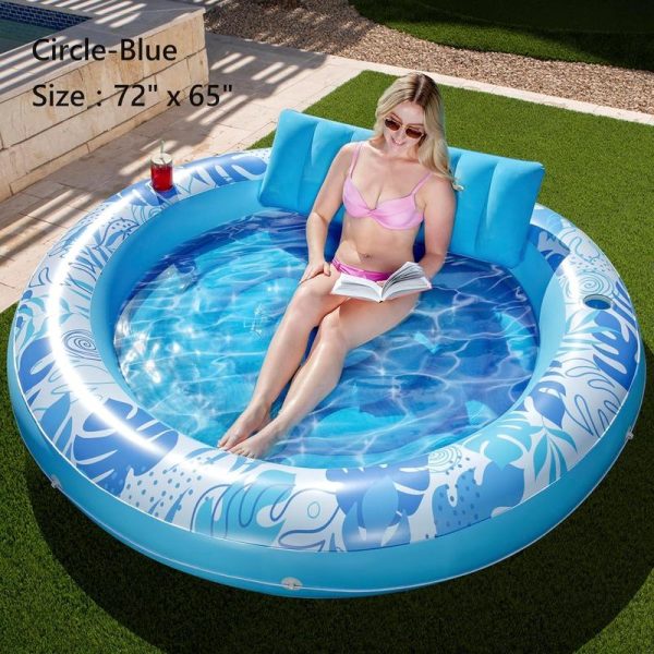 Sloosh-L/XL Inflatable Tanning Pool Lounge Float With Cup Holder, 70“X46”/85″ x 57″ Extra Large Pool Floats Adult with Pillow, 4 in 1 Suntan Tub Raft Floatie, Sunbathing Bed Lounge for Water Blow Up Kids Ball Pit Party Gifts, inflatable Sofa Pool - Image 9