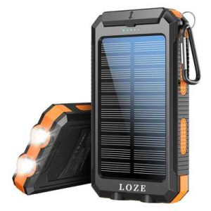 LOZE Solar Power Bank 10000mAh, Built-in Super Bright Flashlight, Compass, Dual USB Output Ports Power Bank, Portable Charger with USB C Interface for Android, iPhone, Suitable for Outdoor Camping, Suitable for Summer and Autumn Gifts.