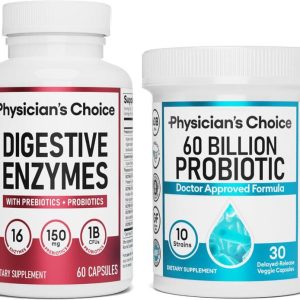 Physician's Choice Hack your Tummy Bundle: Digestive Enzymes & 60 Billion Probiotic - Digestion, Immune & Bloating Support for Men & Women