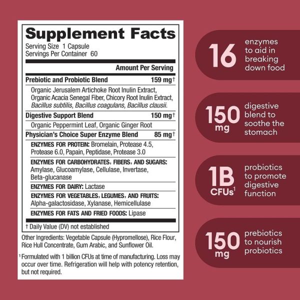 Physician's Choice Hack your Tummy Bundle: Digestive Enzymes & 60 Billion Probiotic - Digestion, Immune & Bloating Support for Men & Women - Image 9