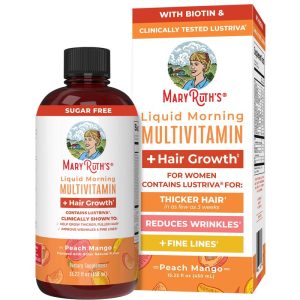 MaryRuth's Liquid Multivitamin + Hair Growth - Clinically Tested Lustriva for Thicker Hair in Women - Improve Facial Wrinkles - Vegan - 15.22 Fl Oz