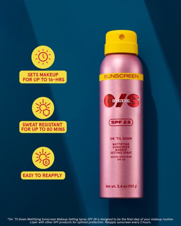 On ’Til Dawn Mattifying Sunscreen Makeup Setting Spray SPF 28 Travel-Sized - Image 3