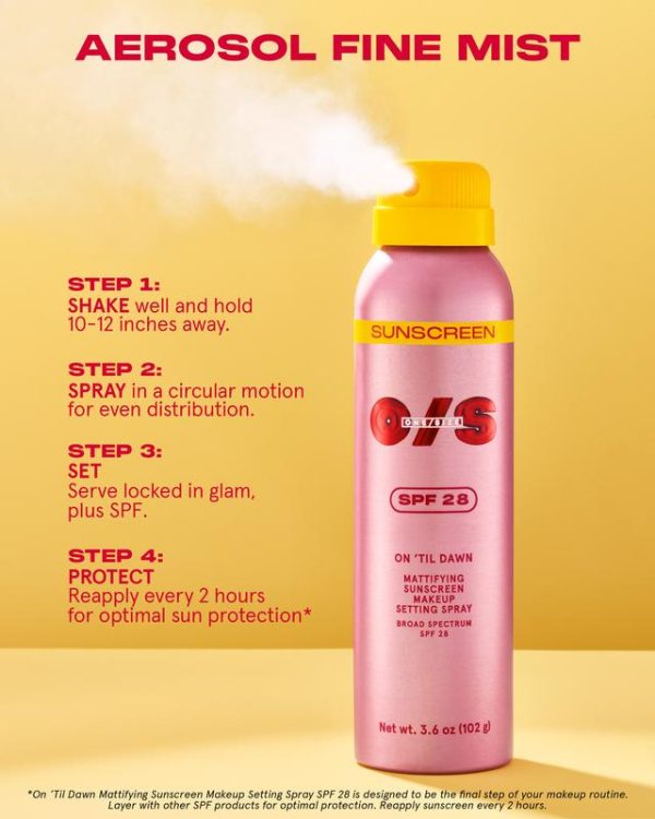 On ’Til Dawn Mattifying Sunscreen Makeup Setting Spray SPF 28 Travel-Sized - Image 5